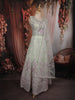 Sage Green Floral Thread and Mirror Embroidered Design Net Lehenga with Dupatta