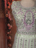 Sage Green Floral Thread and Mirror Embroidered Design Net Lehenga with Dupatta