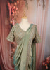 Sage Green Floral Vine Sequins and Beads Embroidered Design Tissue Organza Ready to Wear Party Saree with Matching Designer Blouse