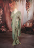 Sage Green Floral Vine Sequins and Beads Embroidered Design Tissue Organza Ready to Wear Party Saree with Matching Designer Blouse