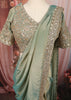 Sage Green Floral Vine Sequins and Beads Embroidered Design Tissue Organza Ready to Wear Party Saree with Matching Designer Blouse