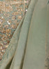 Sage Green Floral Vine Sequins and Beads Embroidered Design Tissue Organza Ready to Wear Party Saree with Matching Designer Blouse