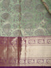 Sage Green Floral Woven Pure Kanchipuram Silk Saree with Zari Border