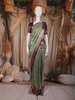 Sage Green Floral Woven Pure Kanchipuram Silk Saree with Zari Border