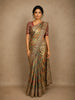 Sage Green Floral Woven Tissue Banarasi Saree with Heavy Designer Border