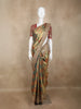 Sage Green Floral Woven Tissue Banarasi Saree with Heavy Designer Border