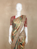 Sage Green Floral Woven Tissue Banarasi Saree with Heavy Designer Border