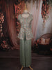 Sage Green Floral Zari Embroidered Design Georgette Palazzo Suit with Dupatta