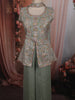 Sage Green Floral Zari Embroidered Design Georgette Palazzo Suit with Dupatta