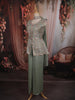 Sage Green Floral Zari Embroidered Design Georgette Palazzo Suit with Dupatta
