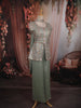 Sage Green Floral Zari Embroidered Design Georgette Palazzo Suit with Dupatta
