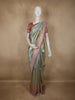 Sage Green Floral Zari Woven Design Pure Kanchipuram Silk Saree with Contrast Zari Border