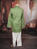 Sage Green Geometric Sequins and Mirror Embroidered Design Tissue Silk Men's Kurta Pyjama with Matching Dupatta