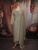 Sage Green Heavy Beads Embroidered Design Tissue Silk Straight Cut Salwar Suit with Dupatta