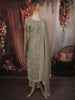 Sage Green Heavy Beads Embroidered Design Tissue Silk Straight Cut Salwar Suit with Dupatta