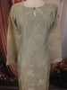 Sage Green Heavy Beads Embroidered Design Tissue Silk Straight Cut Salwar Suit with Dupatta