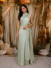 Sage Green Heavy Sequins and Beads Embroidered Design Shimmer Ready To Wear Saree with Designer Blouse