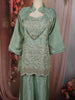 Sage Green Heavy Sequins and Beads Embroidered Design Tissue Part Wear Palazzo Suit