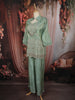 Sage Green Heavy Sequins and Beads Embroidered Design Tissue Part Wear Palazzo Suit