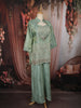 Sage Green Heavy Sequins and Beads Embroidered Design Tissue Part Wear Palazzo Suit