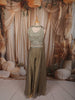 Sage Green Heavy Sequins and Beads Embroidered Design Tissue Silk Party Wear Palazzo Suit with Matching Choker Dupatta