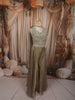 Sage Green Heavy Sequins and Beads Embroidered Design Tissue Silk Party Wear Palazzo Suit with Matching Choker Dupatta