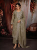 Sage Green Heavy Stone Embellished Design Tissue Silk Straight Cut Salwar Suit with Dupatta