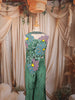 Sage Green Multicolor Floral Beads Embroidered Design Satin Party Wear Palazzo Suit with Matching Choker Dupatta