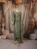 Sage Green Ornamental Printed Design Crepe Silk Party Wear Straight Cut Salwar Suit with Matching Dupatta