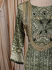 Sage Green Ornamental Printed Design Crepe Silk Party Wear Straight Cut Salwar Suit with Matching Dupatta