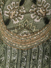 Sage Green Ornamental Printed Design Crepe Silk Party Wear Straight Cut Salwar Suit with Matching Dupatta