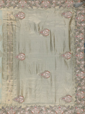 Sage Green Paisley Design Banarasi Silk Saree - Diadem