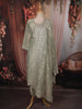 Sage Green Paisley Sequins Zari Embroidered Design Tissue Silk Straight Cut Salwar Suit with Dupatta