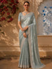 Sage Green Paisley Zari Woven Design Pure Banarasi Festive Saree with Scalloped Border