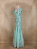 Sage Green Sequins Embroidered Design Mermaid Net Gown