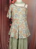 Sage Green Sequins and Thread Embroidered Design Crepe Kids Palazzo Suit