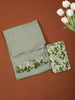 Sage Green Solid Design Cotton Casual Wear Saree with Kalamkari Blouse