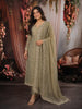 Sage Green Stone Embellished Design Tissue Silk Straight Cut Salwar Suit with Dupatta