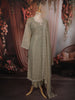 Sage Green Stone Embellished Design Tissue Silk Straight Cut Salwar Suit with Dupatta