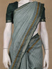 Sage Green Striped Tussar Silk Saree - Diadem