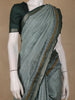 Sage Green Striped Tussar Silk Saree - Diadem