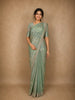 Sage Green Striped Zari Woven Design Tissue Organza Saree