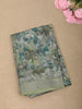 Sage Mint Green Floral Printed Design Linen Cotton Casual Wear Saree