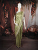 Sage Olive Green Geometric Zari Woven Design Tissue Silk Saree with Scalloped Border