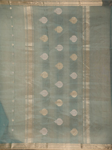Sage Green Butta weave Organza Saree - Diadem