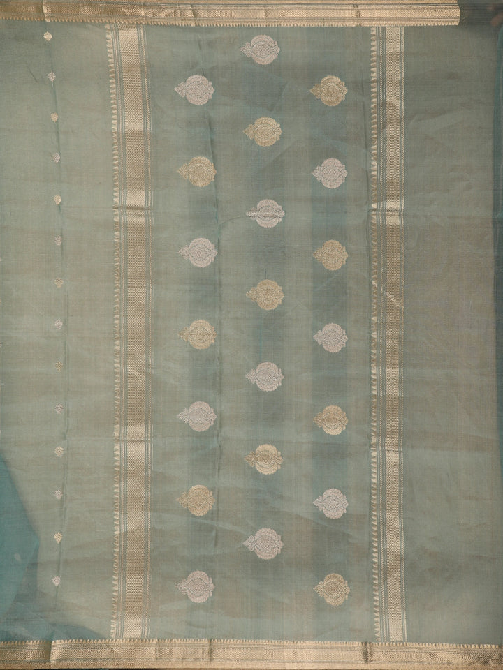 Sage Green Butta weave Organza Saree - Diadem