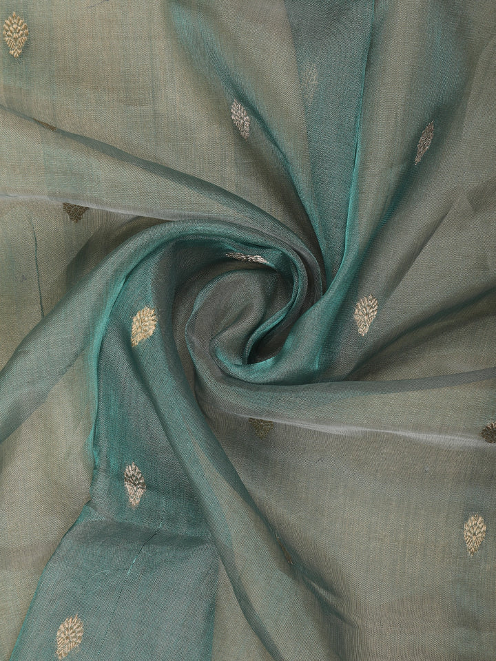Sage Green Butta weave Organza Saree - Diadem