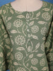 Sage Green Floral Design Printed Cotton Kurti - Diadem