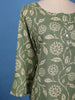 Sage Green Floral Design Printed Cotton Kurti - Diadem
