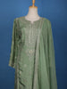 Sage Green Floral Embroidery Raw Silk Salwar Suit - Diadem